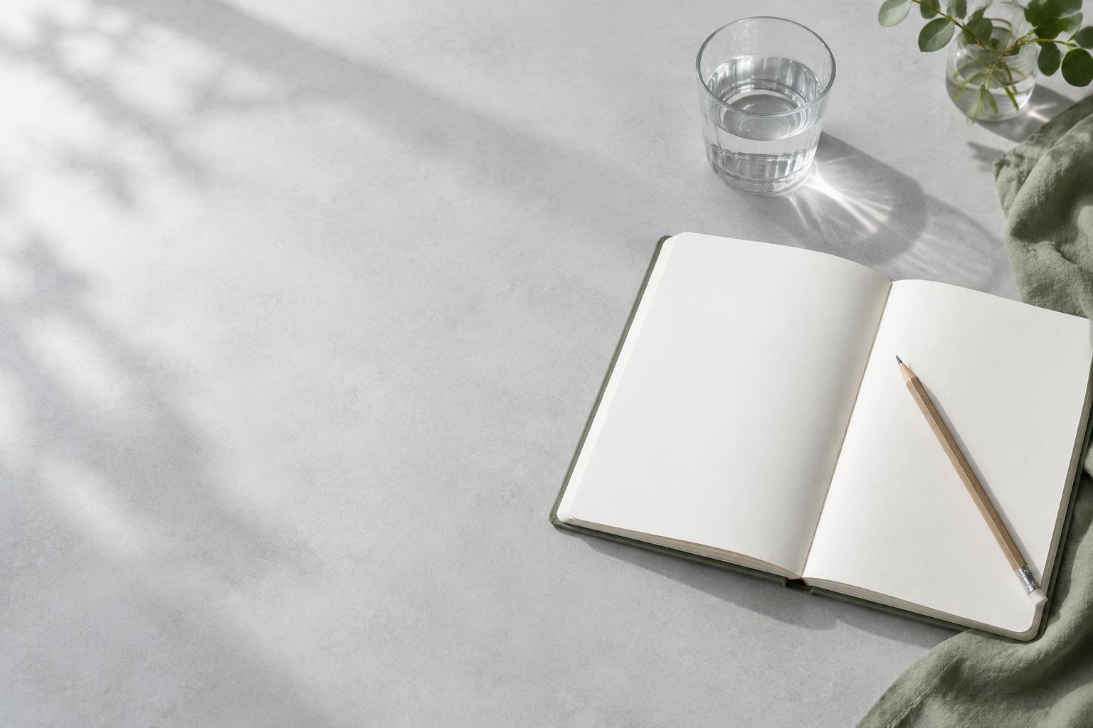 An open notebook and pencil in natural daylight